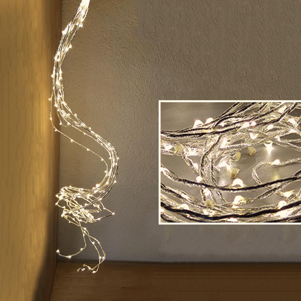 LED Perlengirlande 180-flammig Dekobeleuchtung Lichtfaserset für Innen