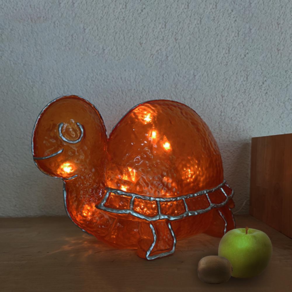 Dekorations-Leuchte Schildkröte TURTLE orange Fiberglas-Tisch-Fenster-Lampe