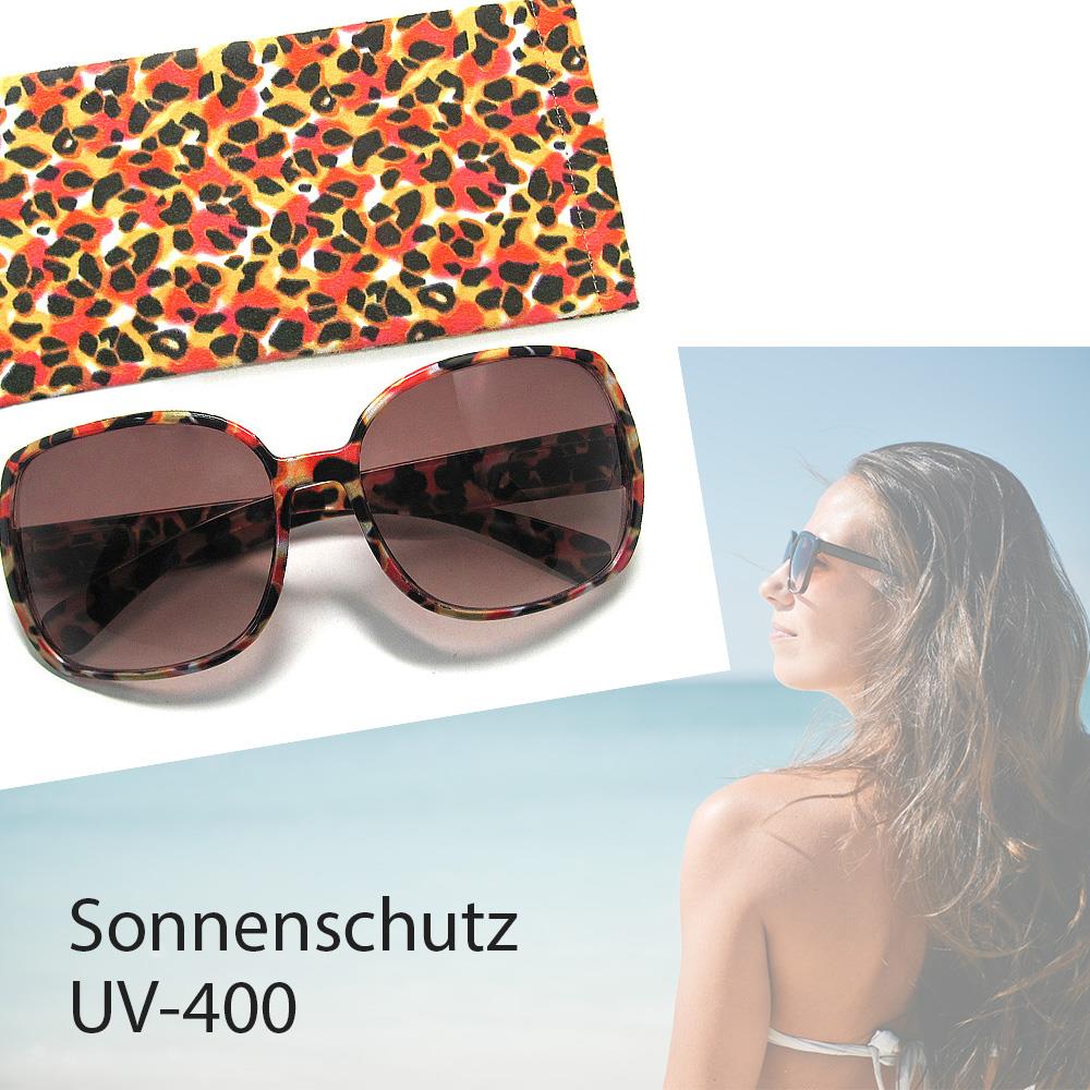 Damen-Sonnenbrille, Sonnen-Schutz mit UV-400-Schutz, Etui im passenden Design, Strand-Brille