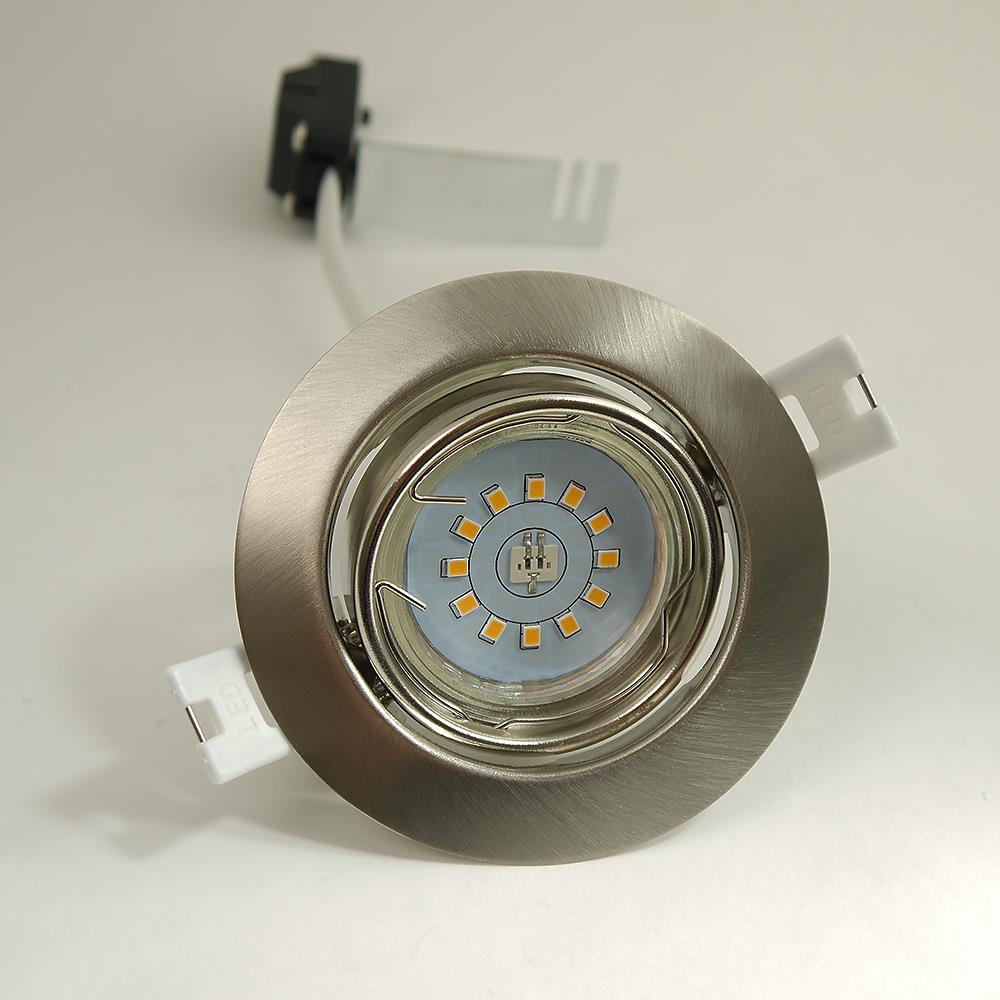 LED Einbauleuchte rund schwenkbar GU10 3Watt Nickel 