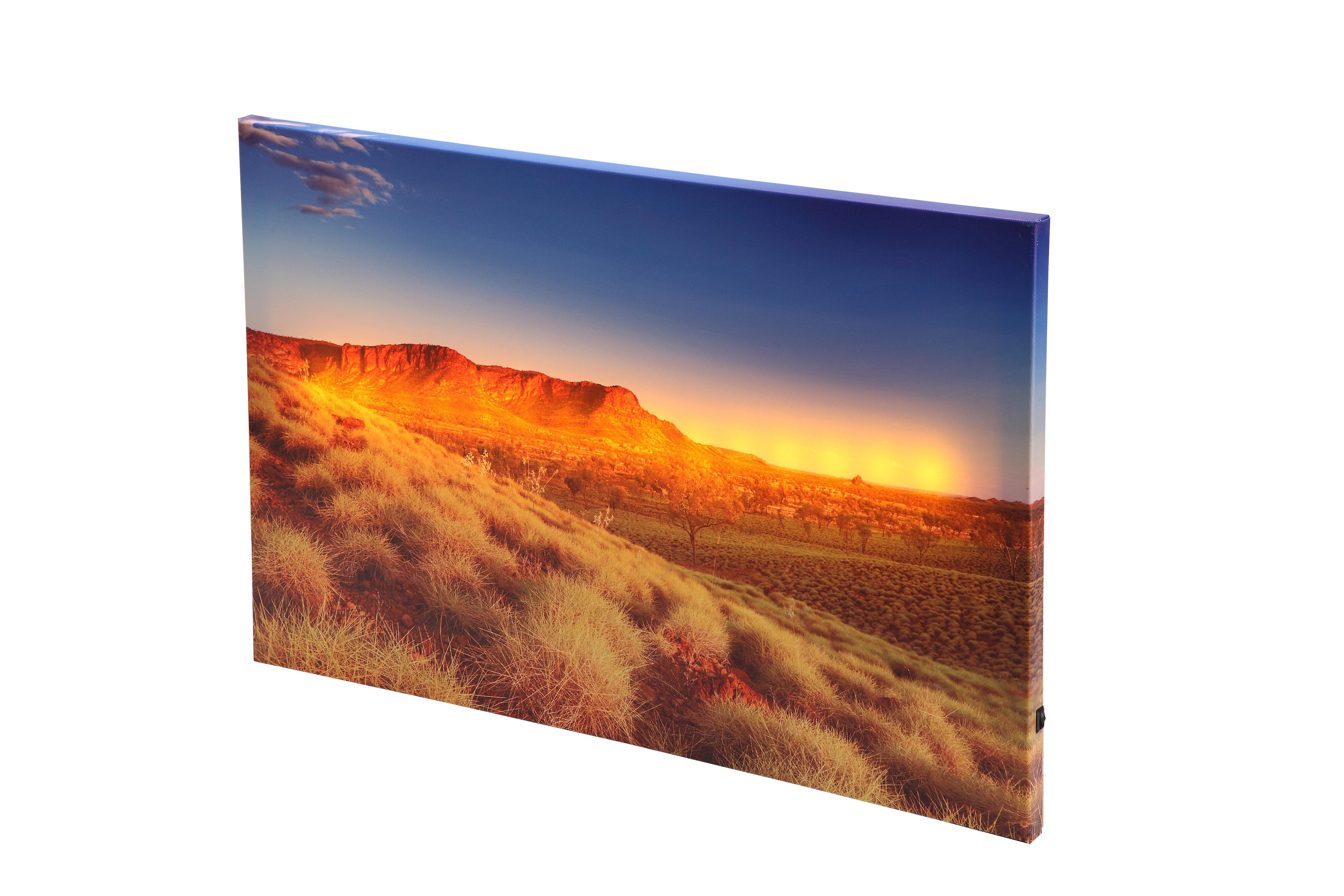 LED Leinwandbild 3D Wandbild Red Mountain Stimmungsbild batteriebetrieben