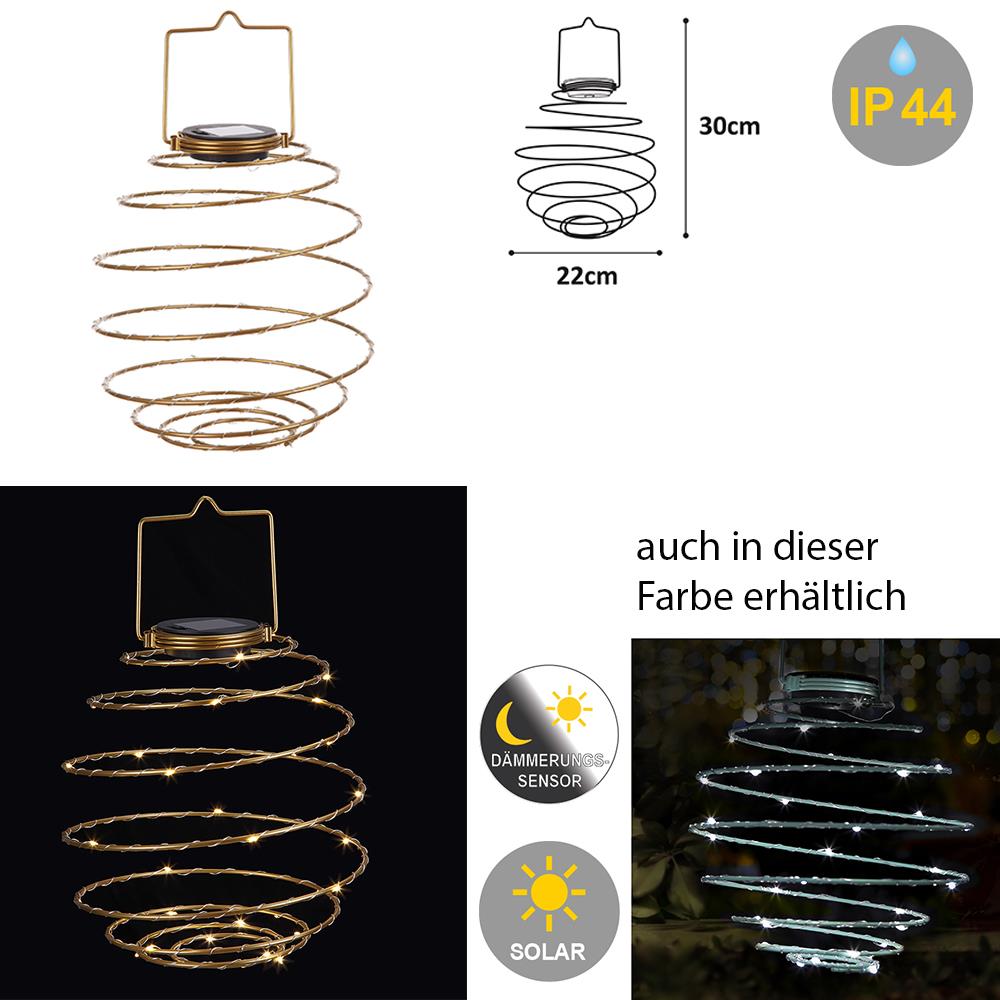 2 x Solar-Leuchte Spirale Farbe messing