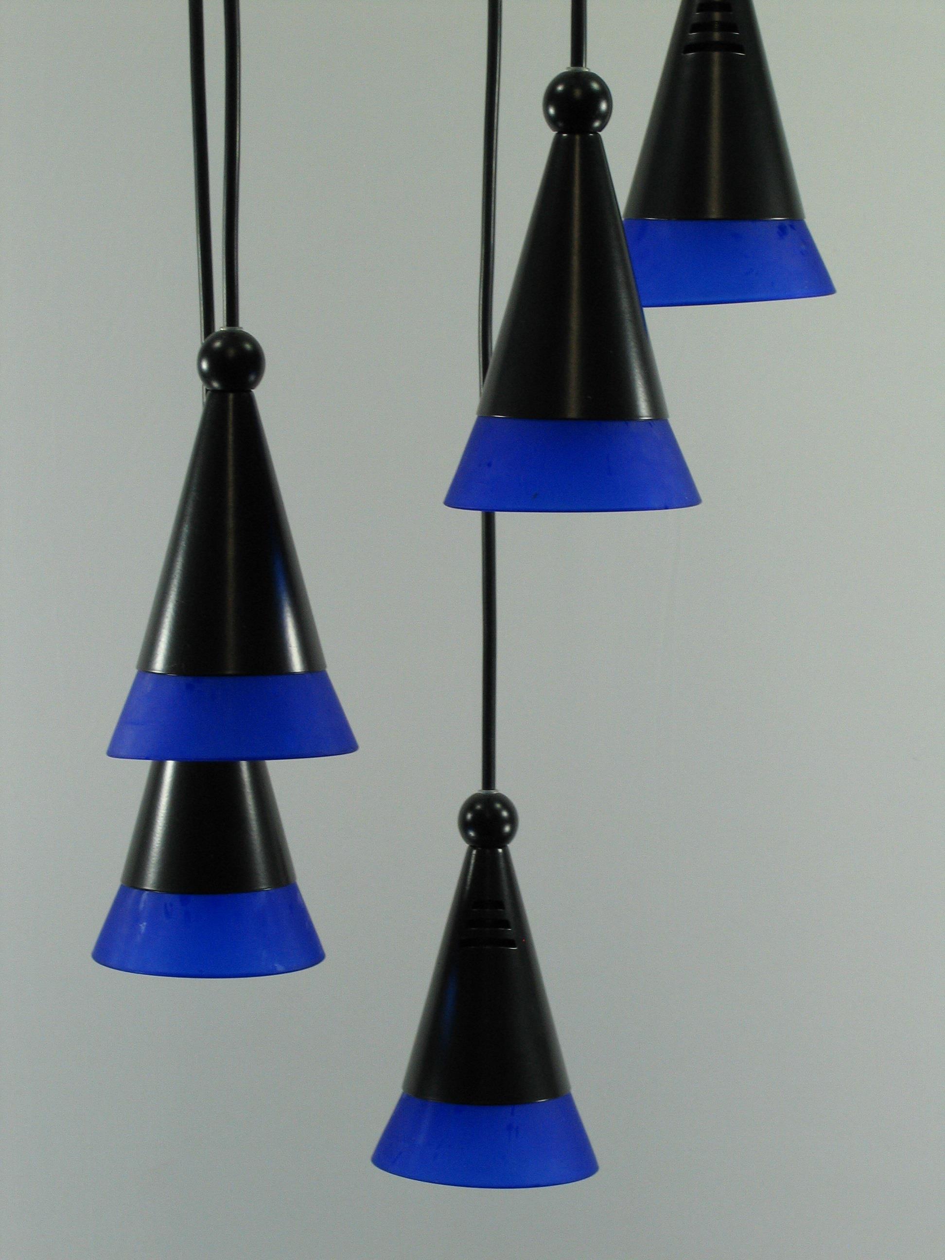 Decken-Pendel-Leuchte FINO 5-flammig schwarz-blau
