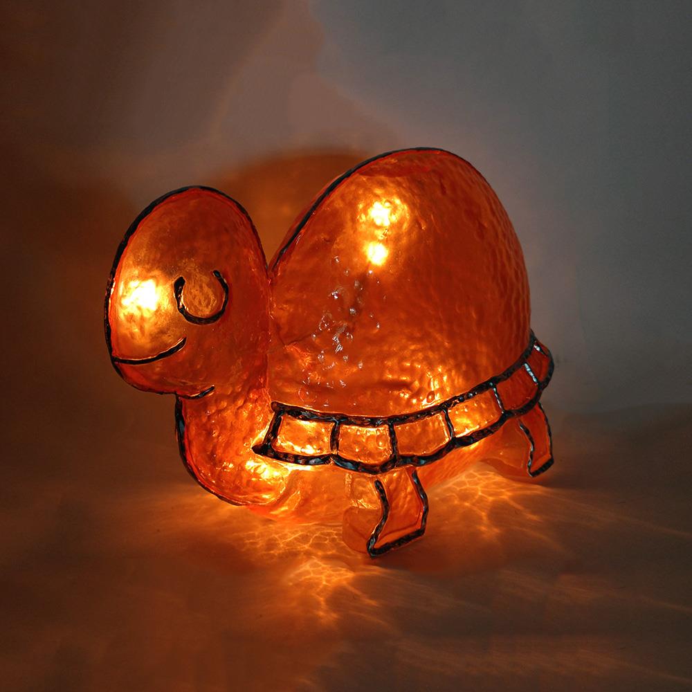 Dekorations-Leuchte Schildkröte TURTLE orange Fiberglas-Tisch-Fenster-Lampe
