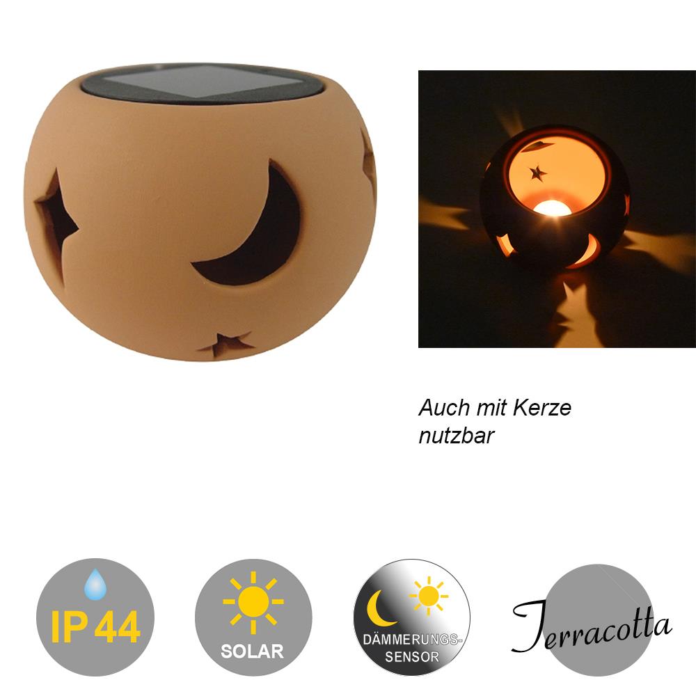 2 x Solarwindlicht Mond-Sterne Terracota 