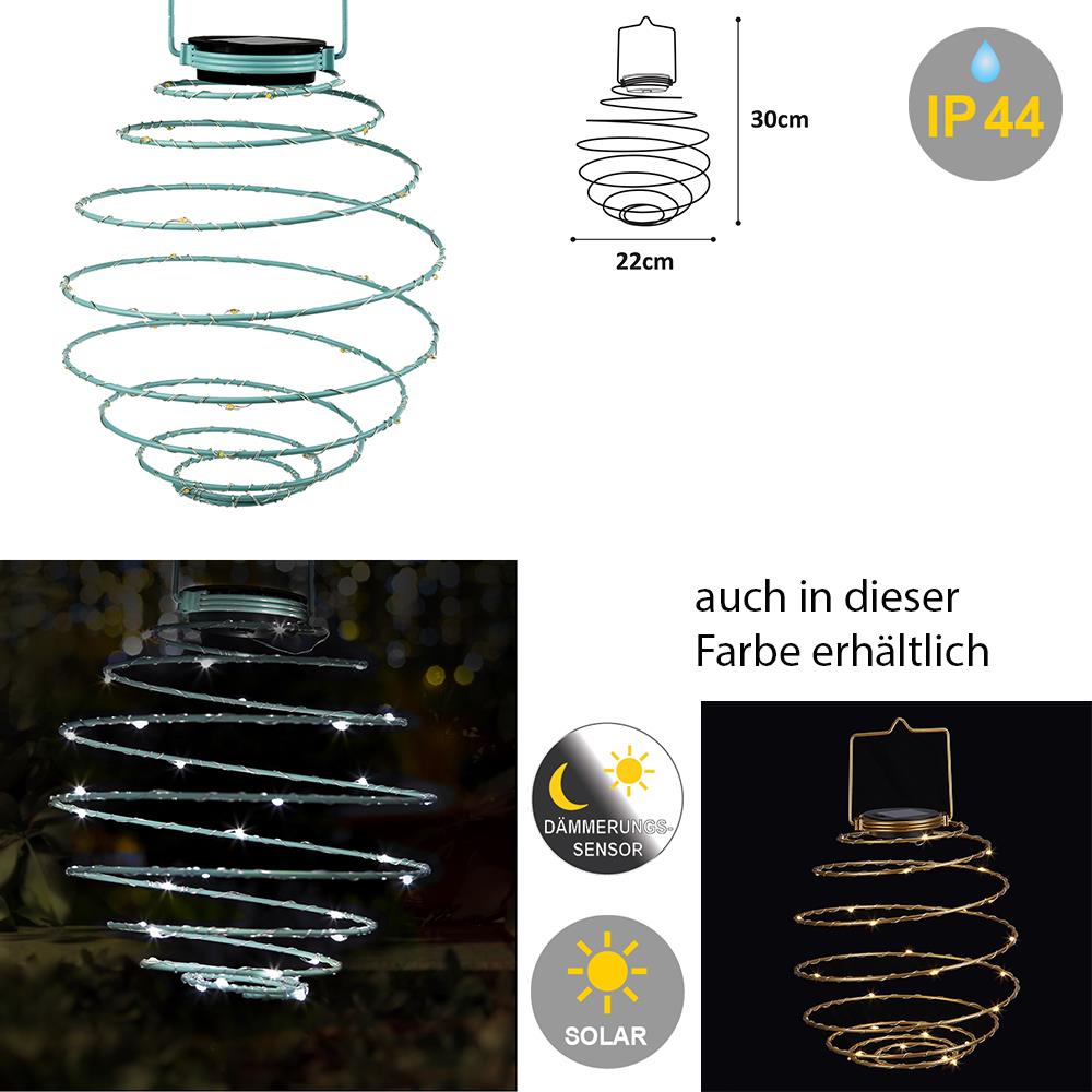 Solar-Leuchte Spirale Gold oder Türkis