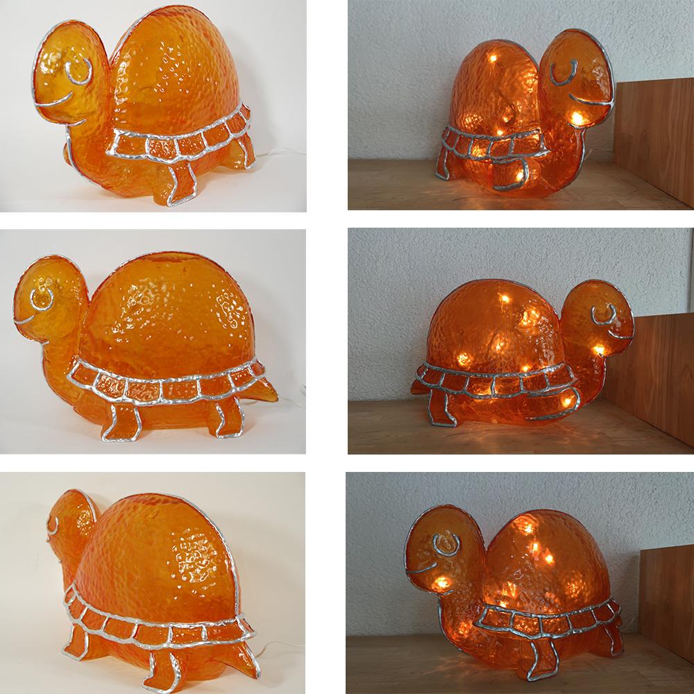 Dekorations-Leuchte Schildkröte TURTLE orange Fiberglas-Lampe