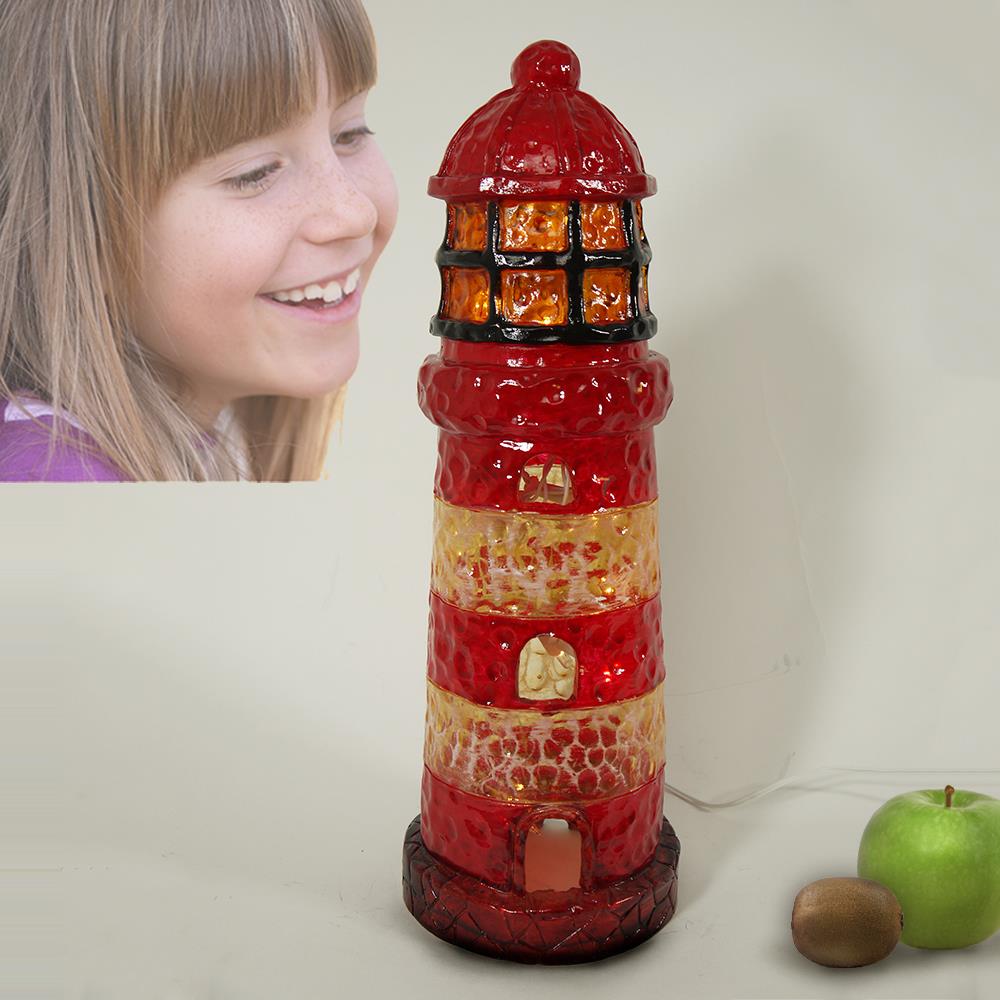 Dekorations-Leuchte-Lampe Leuchturm rot Fiberglas-Tisch-Kinder-Party-Lampe