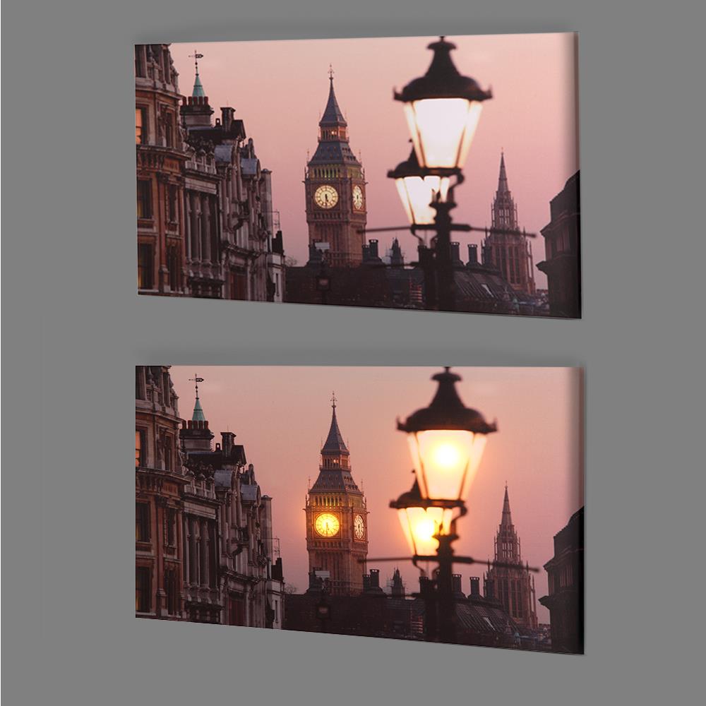 LED Leinwand Bild London mit Beleuchtung Stimmungsbild batteriebetrieben