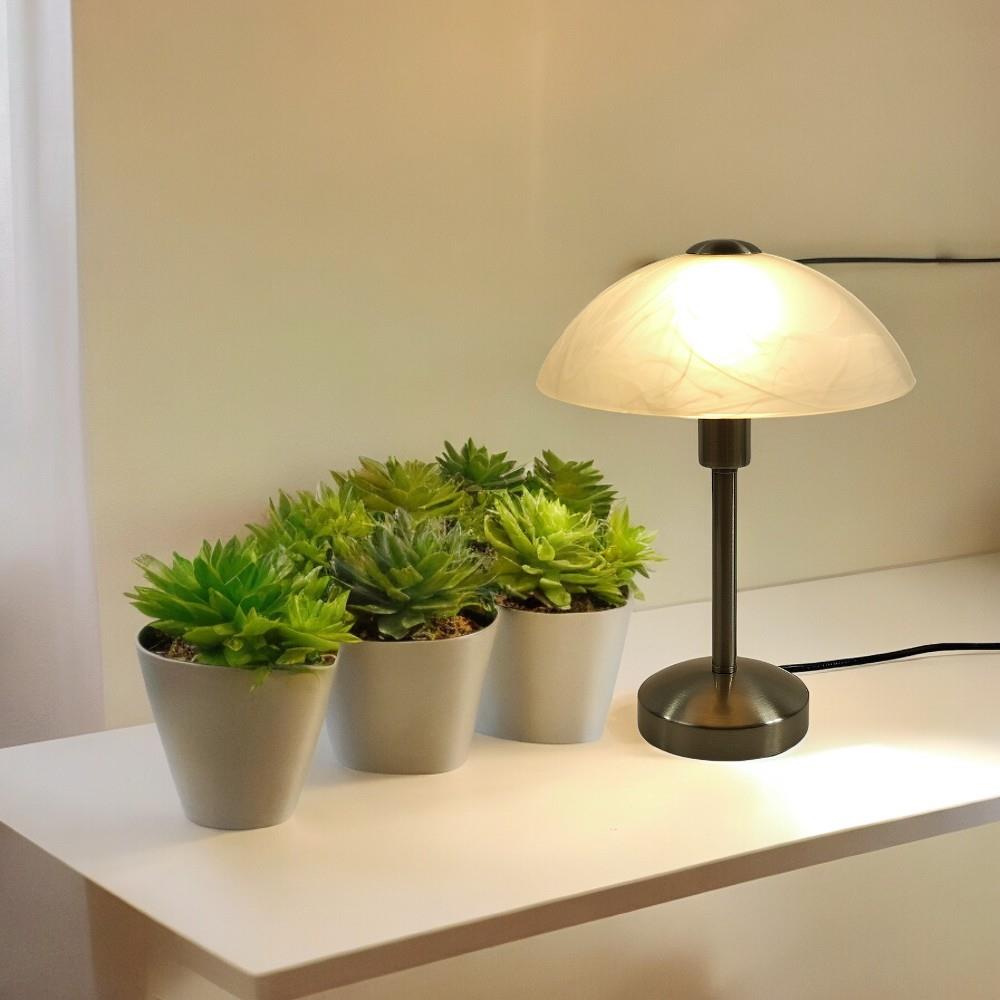 Glas-Tischleuchte MISCHA Wohnzimmer- Nachttisch- oder Fensterbank-Lampe
