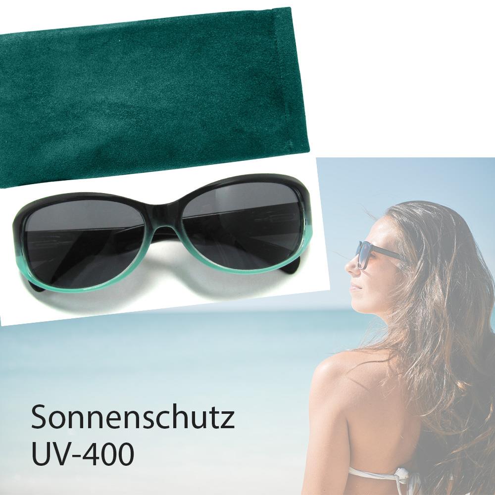 Damen-Sonnenbrille, Sonnen-Schutz mit UV-400-Schutz, Etui im passenden Design, Strand-Brille 