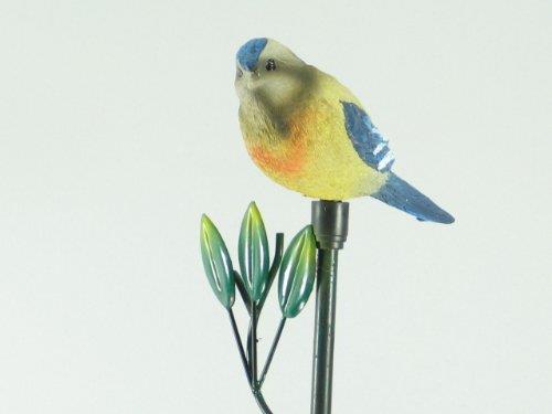 LED Solar-beleuchteter "Vogel" gelb-grau-blau Dekobeleuchtung