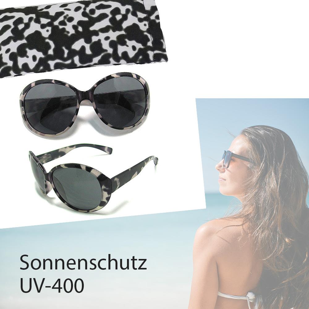 Damen-Sonnenbrille, Sonnen-Schutz mit UV-400-Schutz, Etui im gleichen Design Strand-Brille