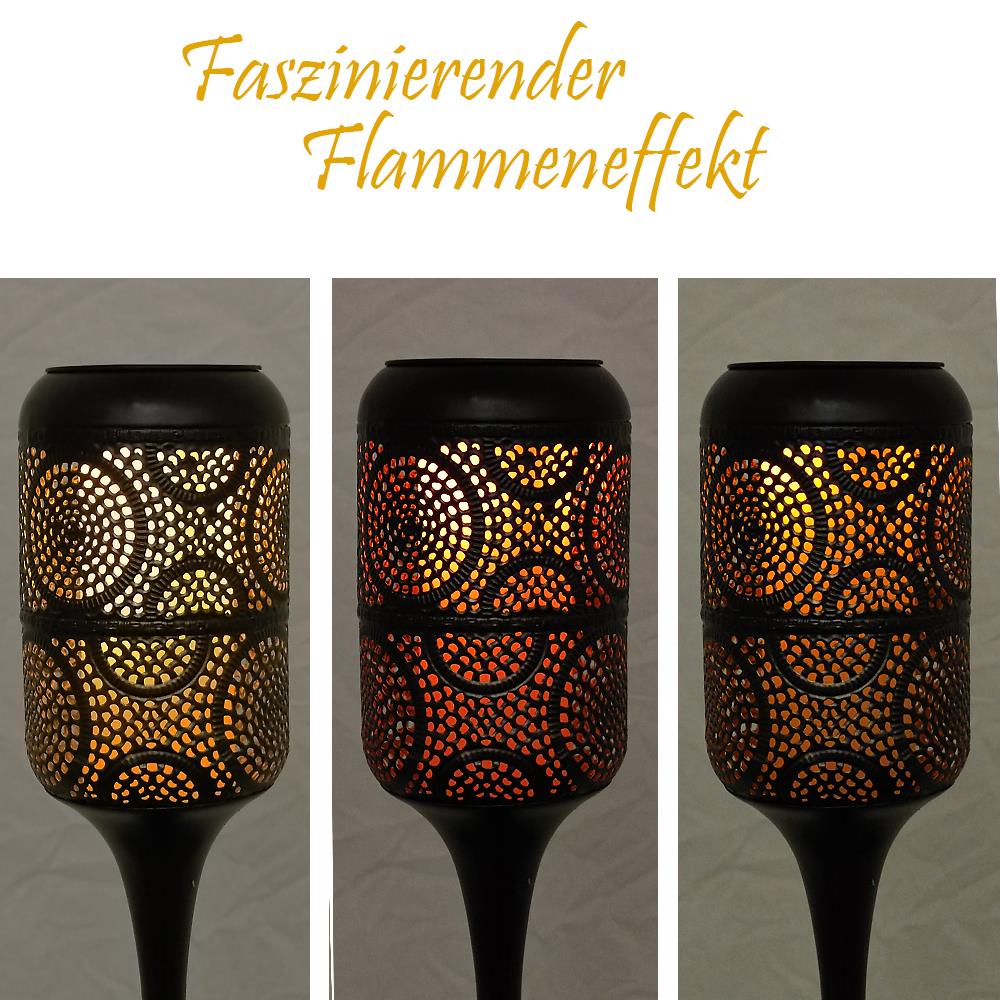 LED Solar-Wegeleuchte mit Flammeneffekt 2er Set