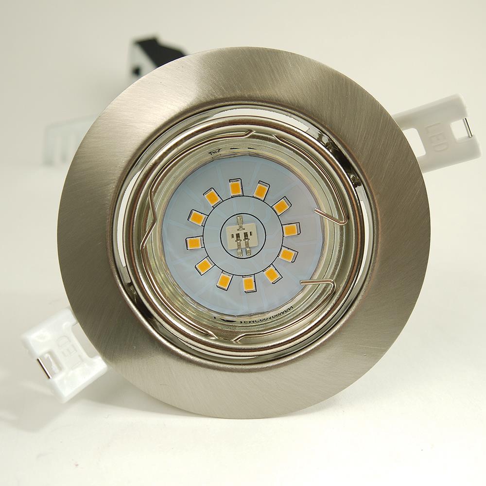 LED Einbauleuchte rund schwenkbar GU10 3Watt Nickel 