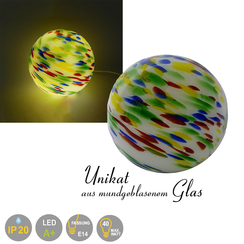 Tisch-Kugelleuchte Jupiter Unikat - mundgeblasenes Glas
