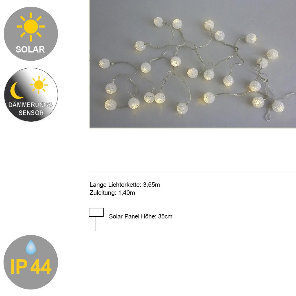 Solar-Lichterkette Pearls 24-flammig