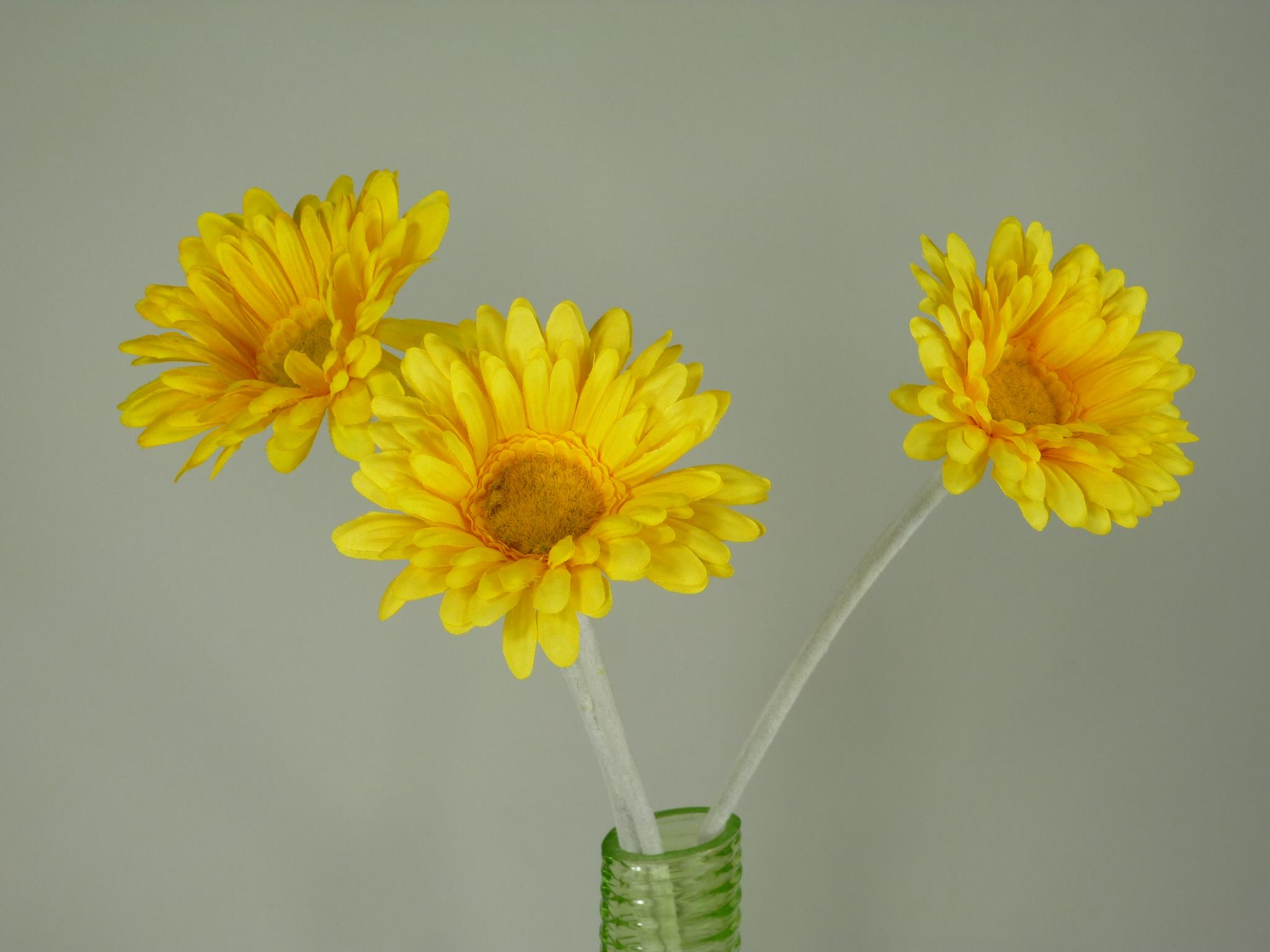 3 x Gerbera Farbe gelb Kunstblume Blumenstrauß Blumen Dekopflanze