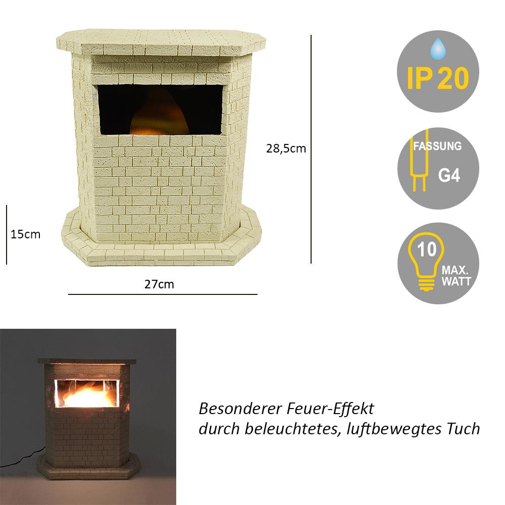 Stimmungsleuchte KAMIN Dekolampe mit Feuer - Effekt