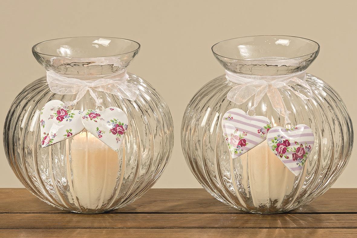 Windlicht ODETTE Kerzenleuchter H: 17cm Kerzen-Teelichthalter Vase