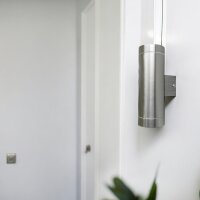 Außen-Wandleuchte Bergen Edelstahl IP44 GU10