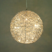 Moderne Halogen- LED Deckenleuchte Alissa 30cm Alu-Drahtgeflecht Pendellampe