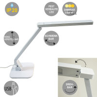 Moderne LED Tischleuchte JAN weiß USB Anschluß Touch Dimmer Schreibtischleuchte
