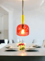 Pendelleuchte AYLA Glasschirm rot-gelb