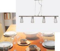 Pendelleuchte EIKO 4-flammig Decken-Hänge-Lampe chrom Glas weiß Fassung E14