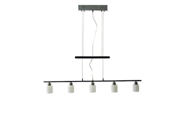 Pendelleuchte Pascal 5 flammig m. Gegenzug Lampe Nickel Glas weiß Hängeleuchte