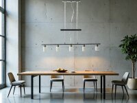 Pendelleuchte Pascal 5 flammig m. Gegenzug Lampe Nickel Glas weiß Hängeleuchte