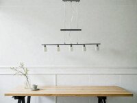 Pendelleuchte Pascal 5 flammig m. Gegenzug Lampe Nickel Glas weiß Hängeleuchte