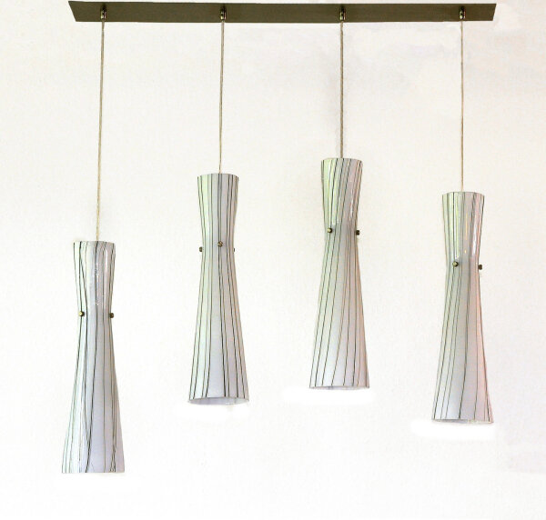Pendelleuchte Siljia 4flammig moderne Lampe Nickel-Glas Hängelampe Deckenleuchte
