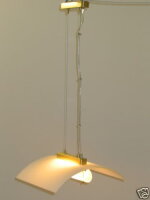 Pendelleuchte Viola Halogen Lampe messing Glas weiss Hängeleuchte Deckenlampe