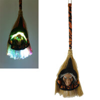 Reisigbesen mit Beleuchtung Broom Witch Halloween-Dekoration farbwechselnd Geschenkidee