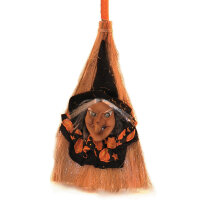 Reisigbesen mit Beleuchtung Broom Witch Halloween-Dekoration farbwechselnd Geschenkidee