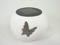 Solar Windlicht Keramik  Schmetterling Solarleuchte Lampe & Windlicht Dekobeleuchtung