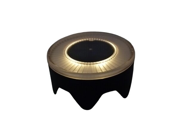 Solar-Bodenleuchte LED-Bodenstrahler schwarz rund mit 4 LED Garten-Wegeleuchte  1 x Leuchte