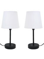 2 x Tischleuchte Linda im Set Tischlampe Metall Textilschirm