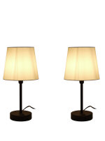 2 x Tischleuchte Linda im Set Tischlampe Metall Textilschirm