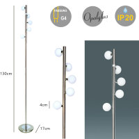 Stehleuchte Sondra 12V Halogenlampe Nickel/Opalglas...
