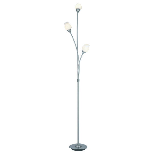 Stehleuchte Verona 3 flammig Halogen Lampe Nickel/Glas Standleuchte Lampe