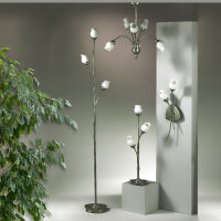 Stehleuchte Verona 3 flammig Halogen Lampe Nickel/Glas Standleuchte Lampe