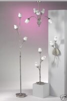 Stehleuchte Verona 3 flammig Halogen Lampe Nickel/Glas Standleuchte Lampe
