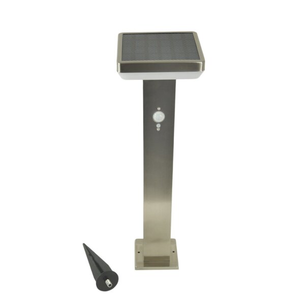 Stromsparende hochwertige LED-Solar-Wege-Steh-Sockel-Leuchte Gartenbeleuchtung Sockelleuchte Berne 50 cm silber
