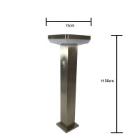 Stromsparende hochwertige LED-Solar-Wege-Steh-Sockel-Leuchte Gartenbeleuchtung Sockelleuchte Berne 50 cm silber
