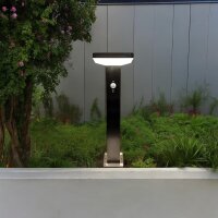 Stromsparende hochwertige LED-Solar-Wege-Steh-Sockel-Leuchte Gartenbeleuchtung Sockelleuchte Berne 50 cm silber