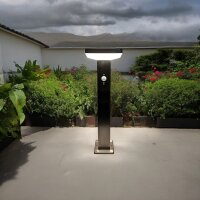 Stromsparende hochwertige LED-Solar-Wege-Steh-Sockel-Leuchte Gartenbeleuchtung Sockelleuchte Berne 50 cm silber