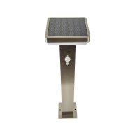 Stromsparende hochwertige LED-Solar-Wege-Steh-Sockel-Leuchte Gartenbeleuchtung Sockelleuchte Berne 50 cm silber
