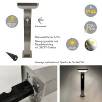 Stromsparende hochwertige LED-Solar-Wege-Steh-Sockel-Leuchte Gartenbeleuchtung Sockelleuchte Berne 50 cm silber
